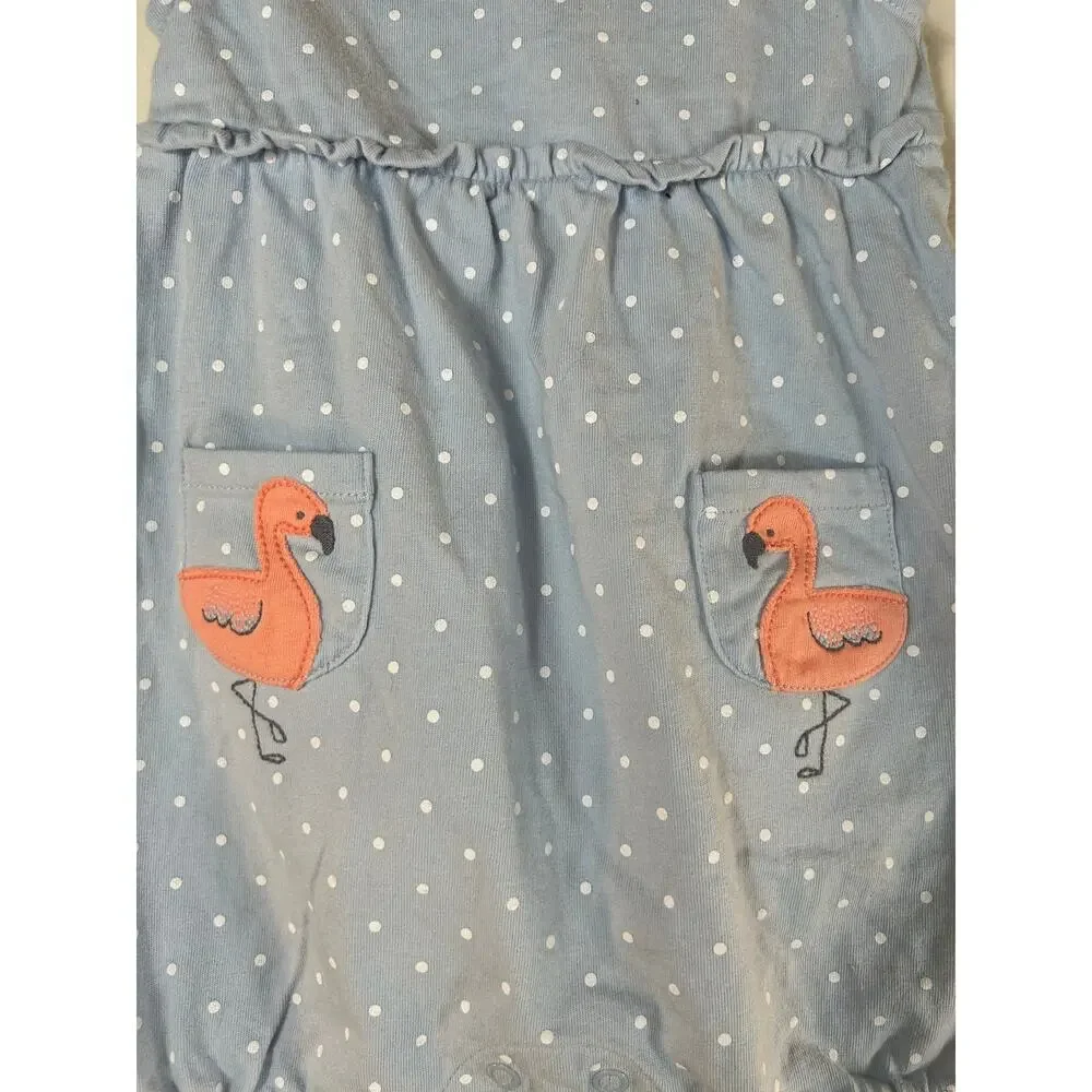 SIMPLE JOYS BY CARTER’S Girl’s Polka Dot Flamingo Romper / Size: 18 Months